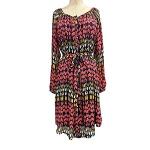 Pure Energy Womens A-Line Midi Dress Multicolor Pattern Tie Waist Plus 1X